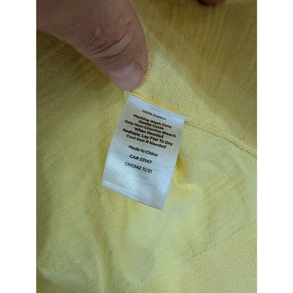 Talbots V-neck‎ Knit Sweater women's large butter yellow cotton beachy vacation - Picture 5 of 6